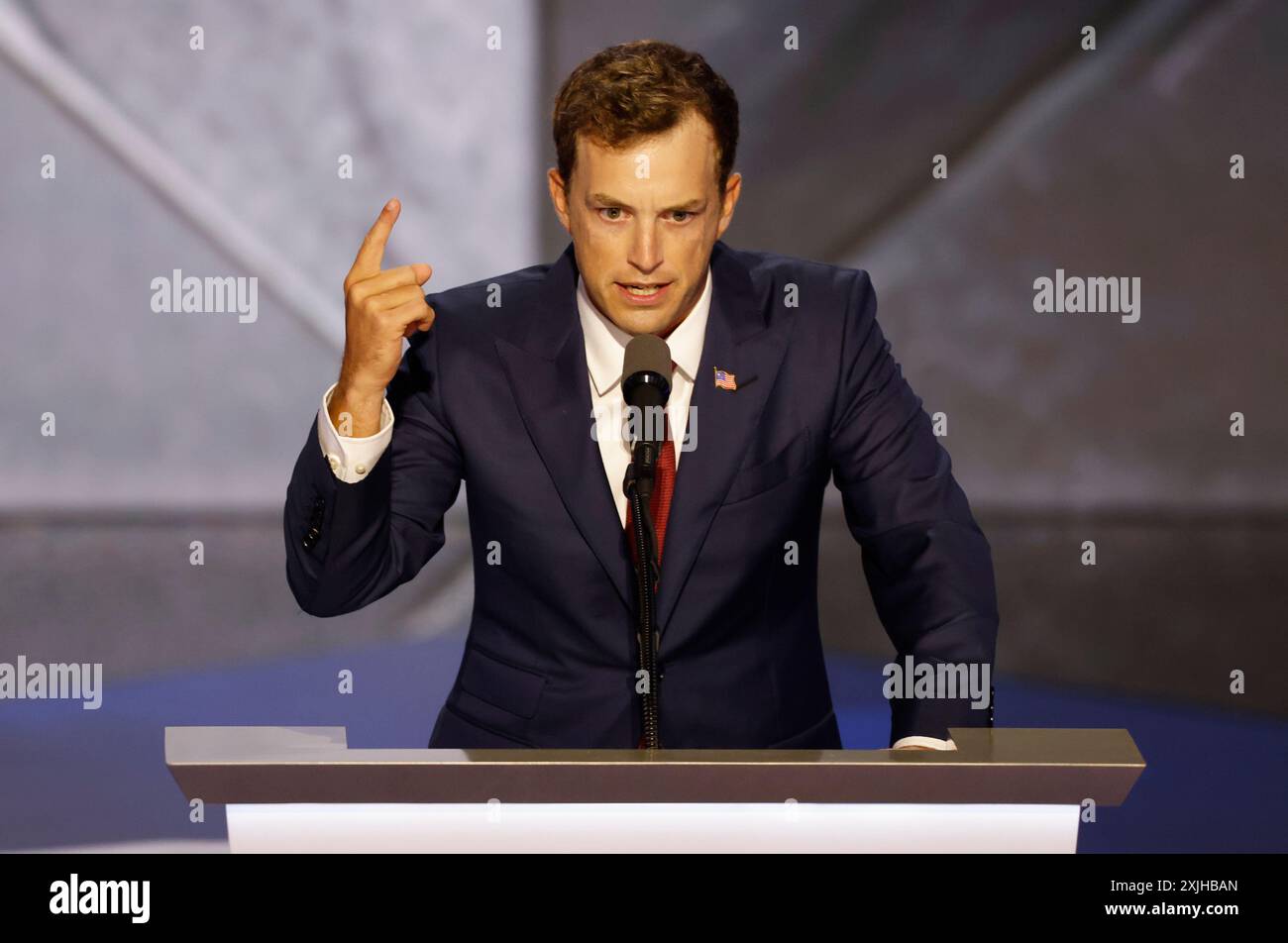 Milwaukee, United States. 18th July, 2024. Businessman Zack Witkoff speaks  at the 2024 Republican National Convention at Fiserv Forum in Milwaukee,  Wisconsin on Thursday, July 18, 2024. The theme of the final