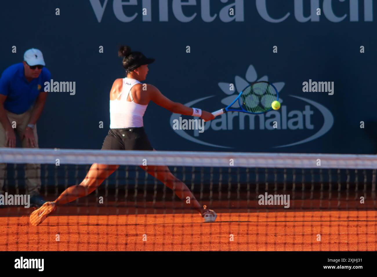 Palermo, Italy. 18th July, 2024. Ann Li during the Women's Tennis Association match against Peyton Mckenzie Stearns (not pictured) at the Palermo Ladies Open 2024. Ann Li beats Peyton Mckenzie Stearns 3-6 7-6 6-2. (Photo by Antonio Melita/Pacific Press) Credit: Pacific Press Media Production Corp./Alamy Live News Stock Photo