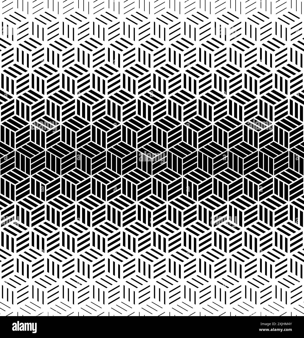 Abstract geometric pattern with cubes and strips. A seamless vector background. Black and white texture. Stock Vector