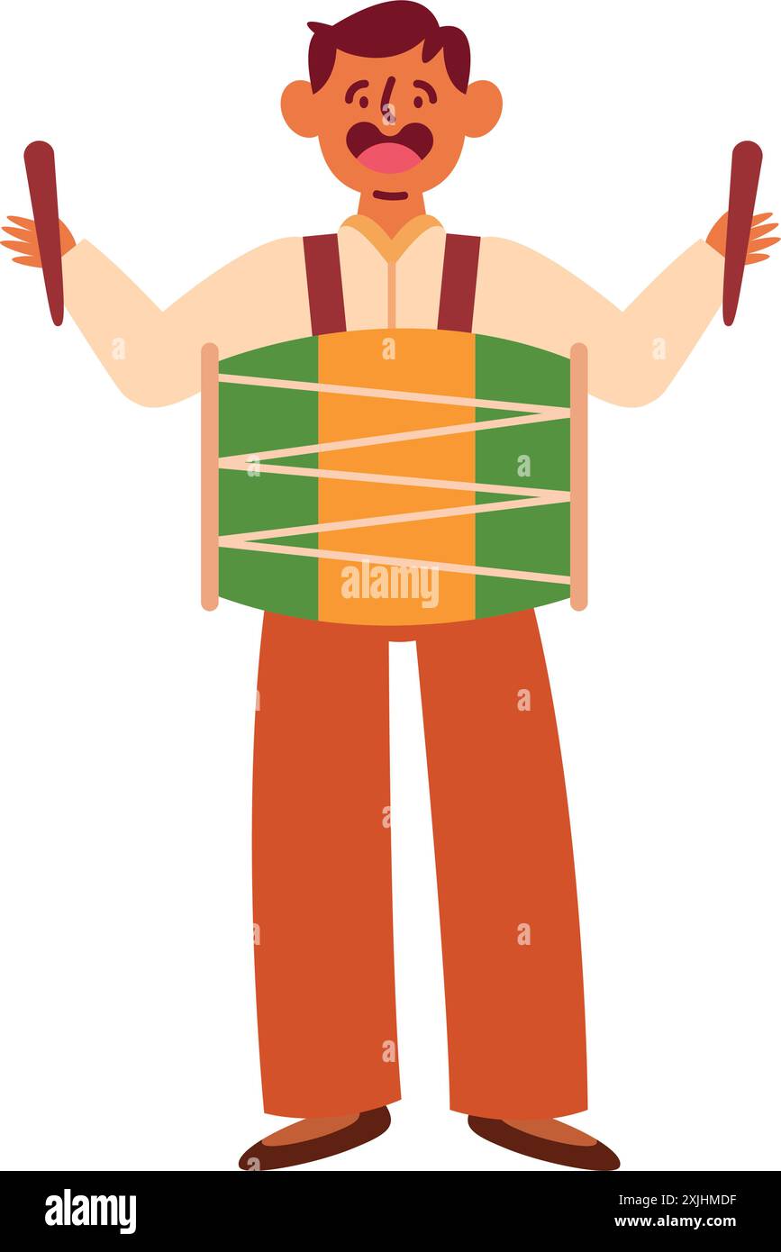 indian man character with drum isolated Stock Vector Image & Art - Alamy
