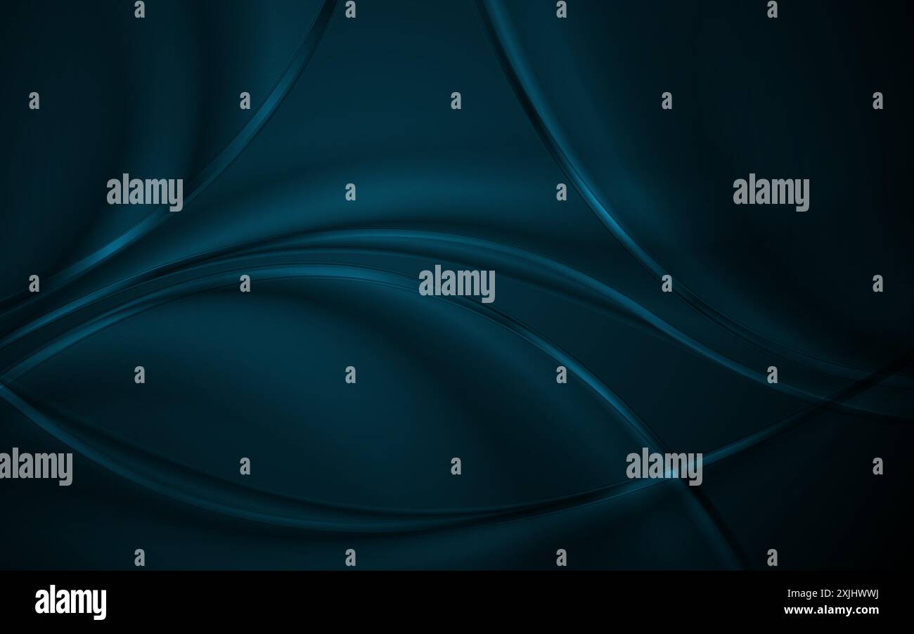 Dark blue smooth glossy waves abstract elegant background. Vector design Stock Vector