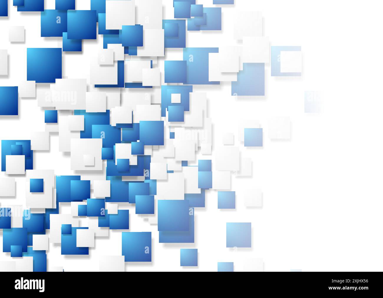 Blue and white squares abstract geometric hi-tech background. Vector design Stock Vector