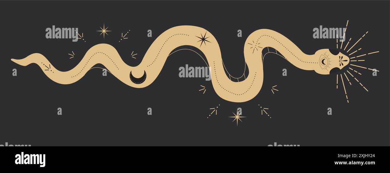 Celestial serpent snake, esoteric tarot or tattoo mystery sacred symbol ...