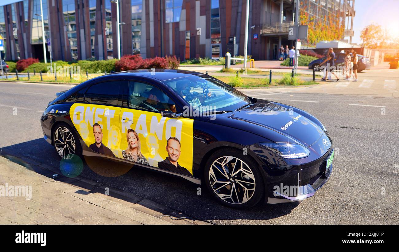 Warsaw, Poland. 9 July 2024. Onet.pl polish web portal logo on Hyundai ...