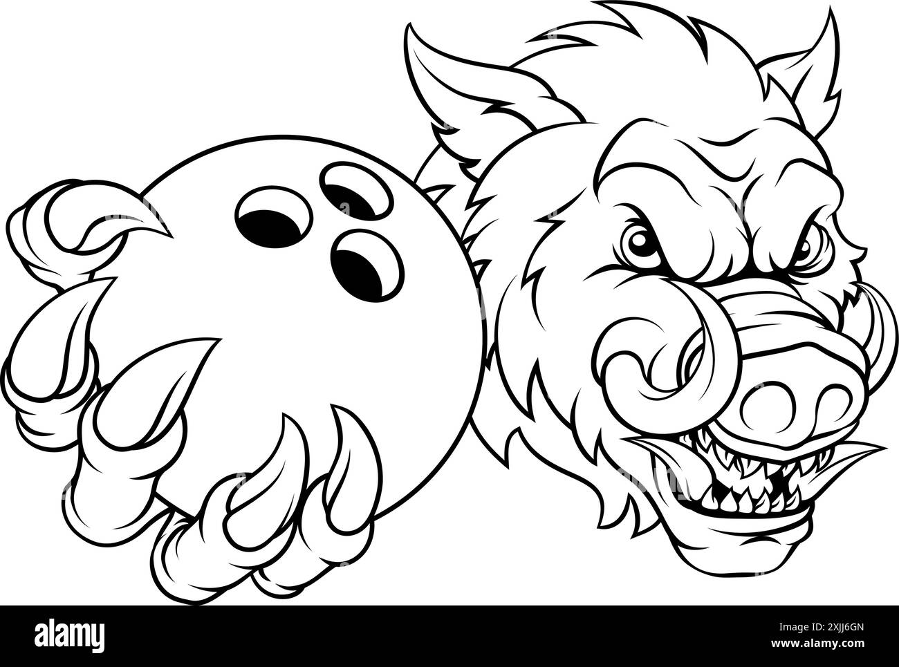 Boar Wild Hog Razorback Warthog Pig Bowling Mascot Stock Vector Image ...