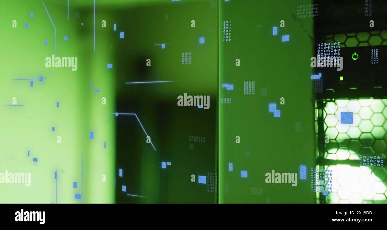 Image of circuit board and data processing over computer servers Stock Photo