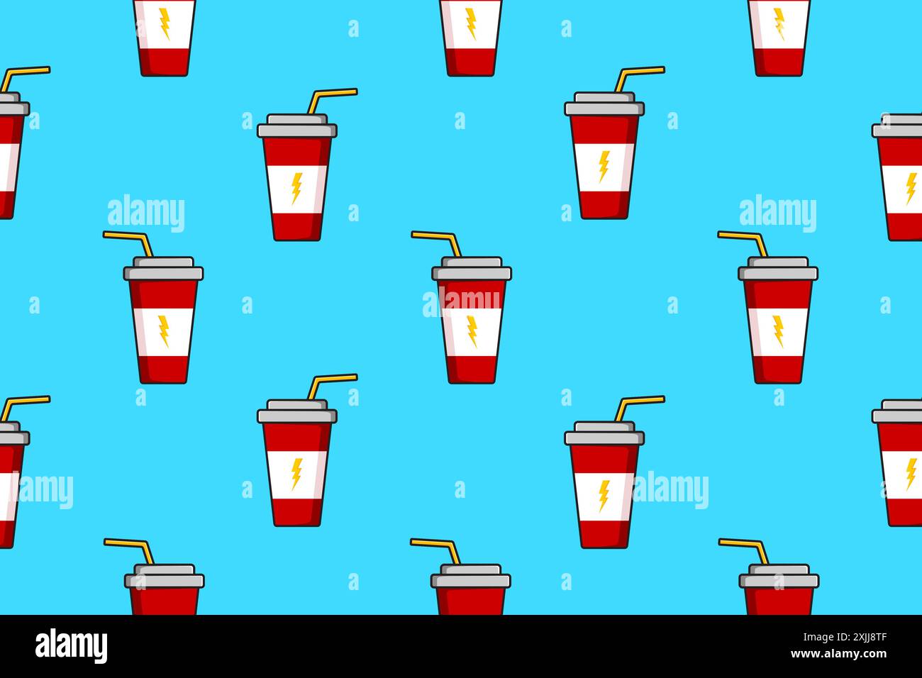 Cartoon glass with a drink. Seamless vector pattern. Stock Vector