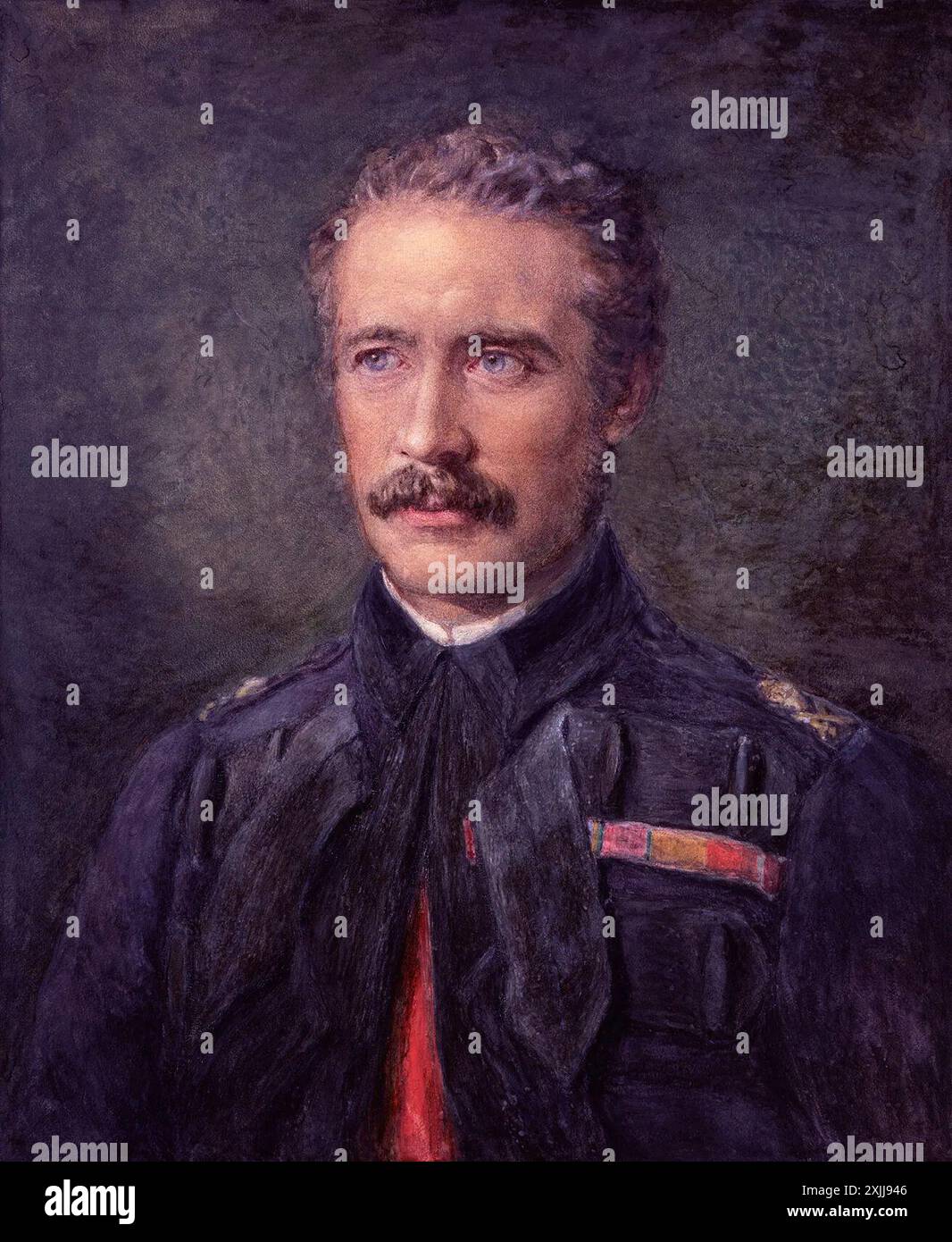 Portrait of General Charles George Gordon by Lady Julia Abercromby  watercolour, after 1885 Stock Photo