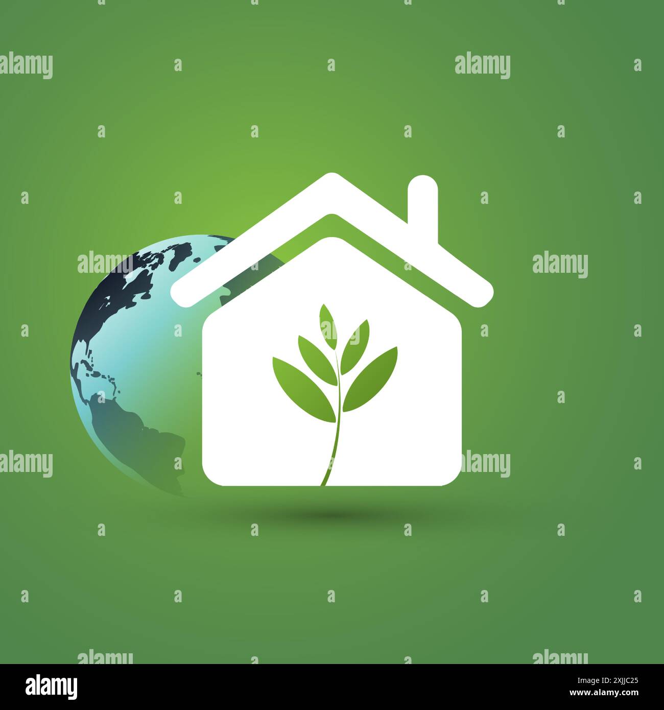 Eco House, Smart Home Concept Design - Pictogram, Symbol, House Icon ...