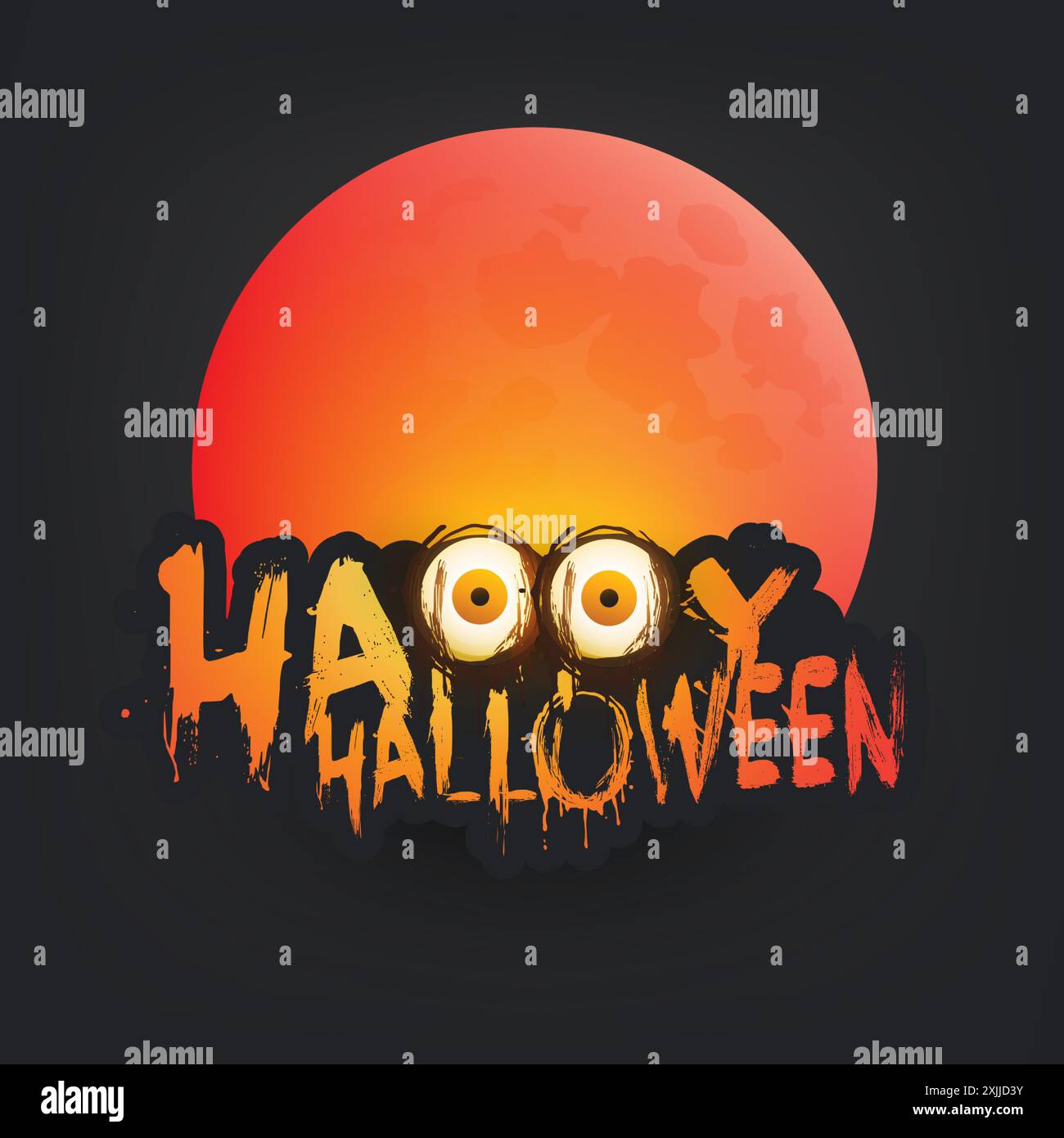 Happy Halloween Card Template with Full Moon in the Darkness Stock ...