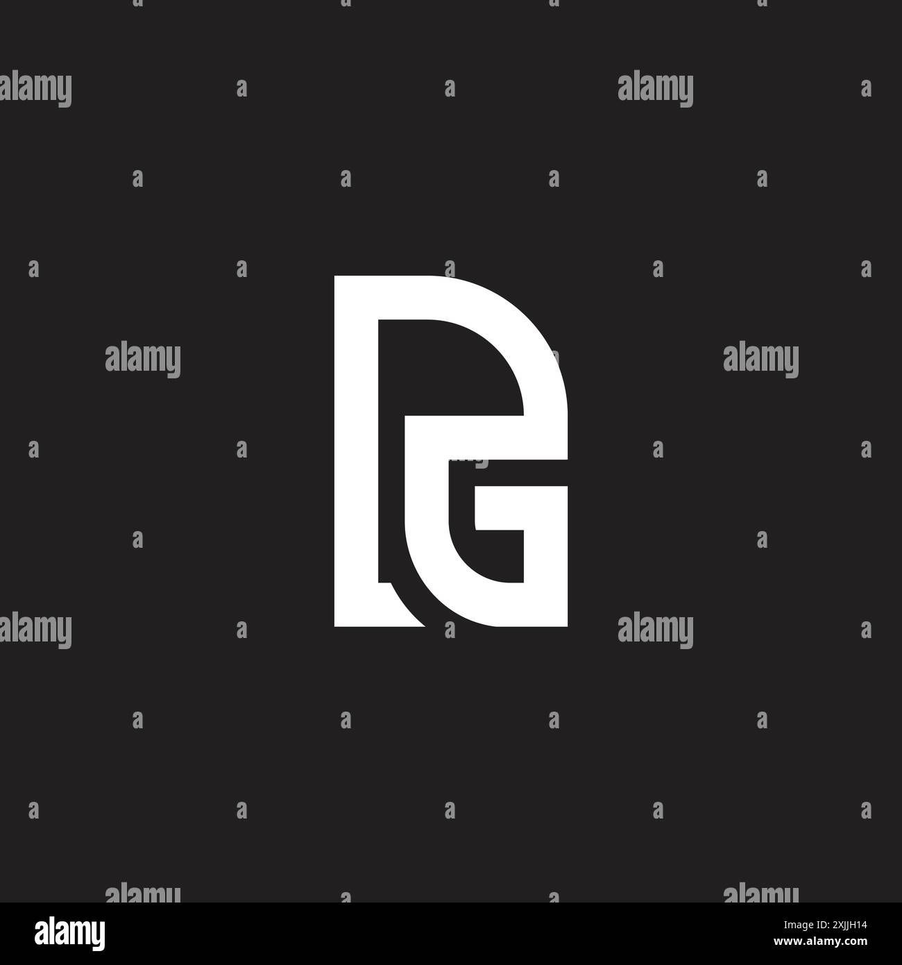 letter rg monoline simple geometric logo vector Stock Vector