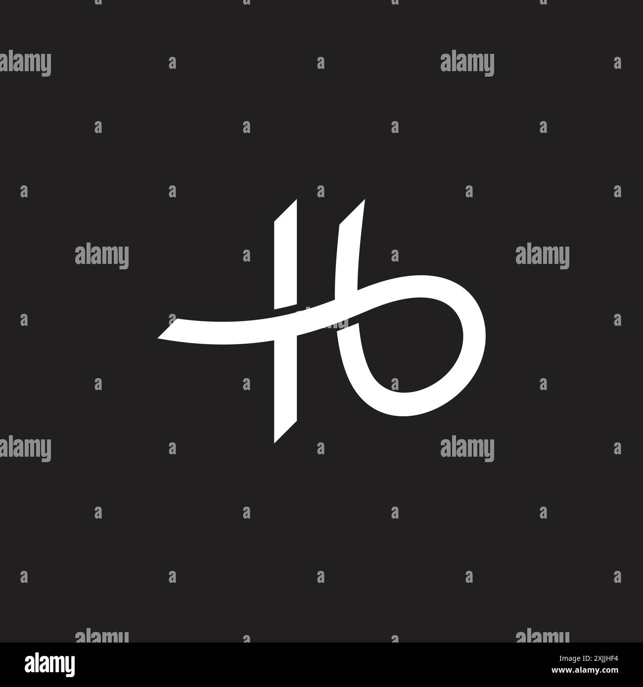 letter hb curves loop overlap simple logo vector Stock Vector
