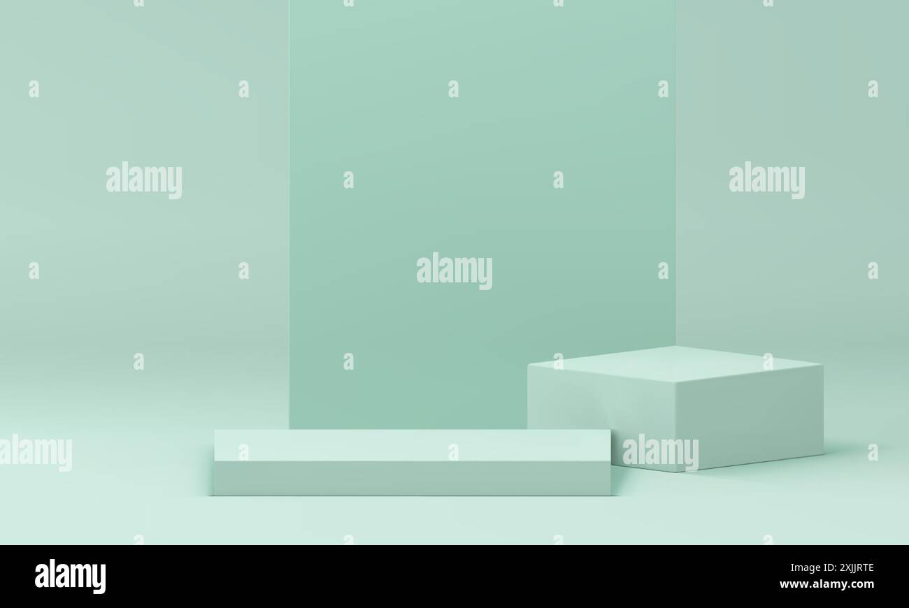 3d podium display squared geometric shape with light green wall ...