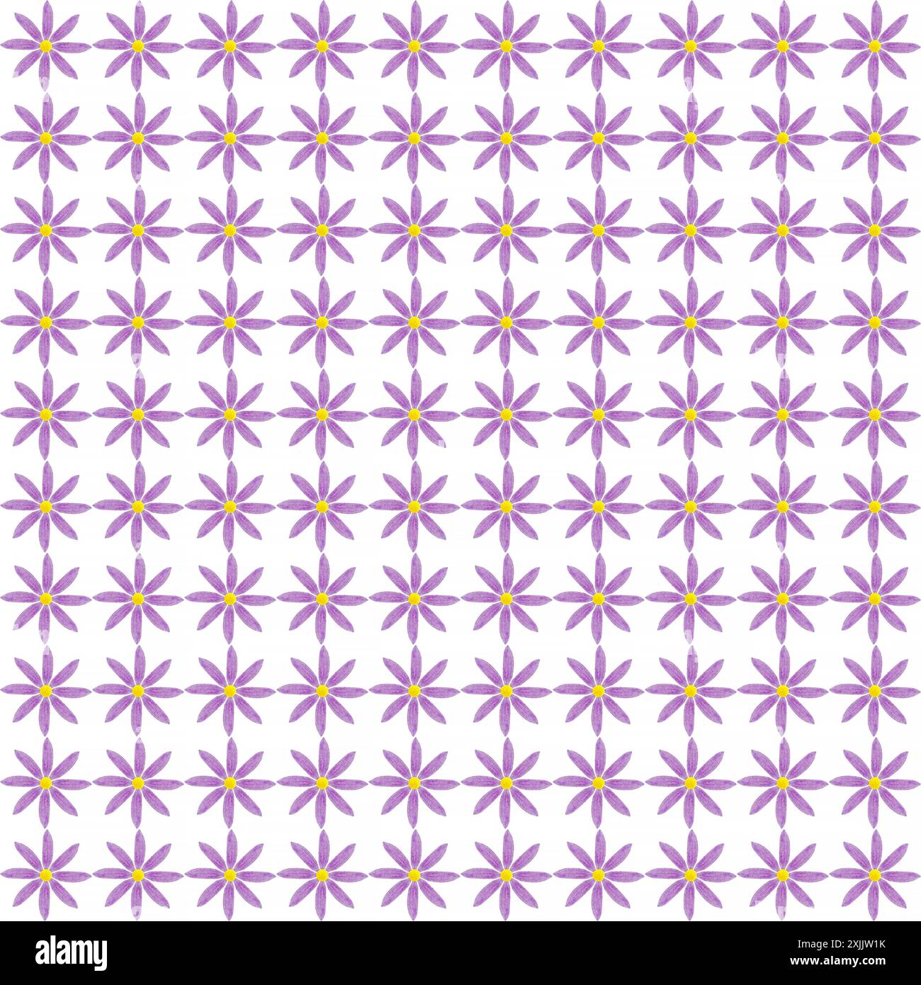 abstract seamless pattern: violet with orange flowers against white background Stock Photo
