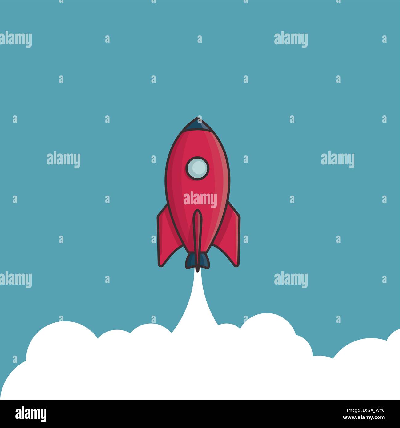 Rocket launch vector illustration. Start up business concept. Flat design. Stock Vector