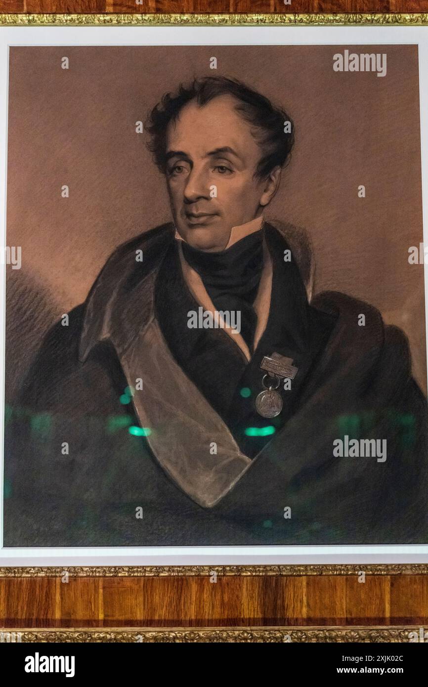 portrait of Miguel Ricardo de Alava y Esquivel, -general Alava-, Francis W. Wilkin, pastel on paper, Álava Armory Museum, Vitoria, Basque Country, Spain. Stock Photo