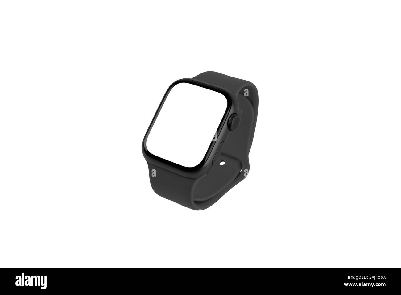 Black smart watch isolated no background blanc screen mockup Stock