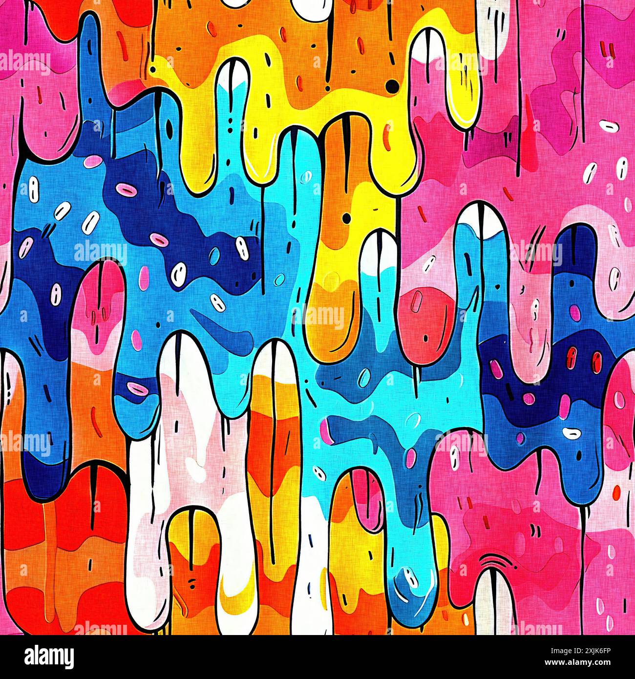 Fun dripping paint effect digital pattern with whimsical ink splodge ...
