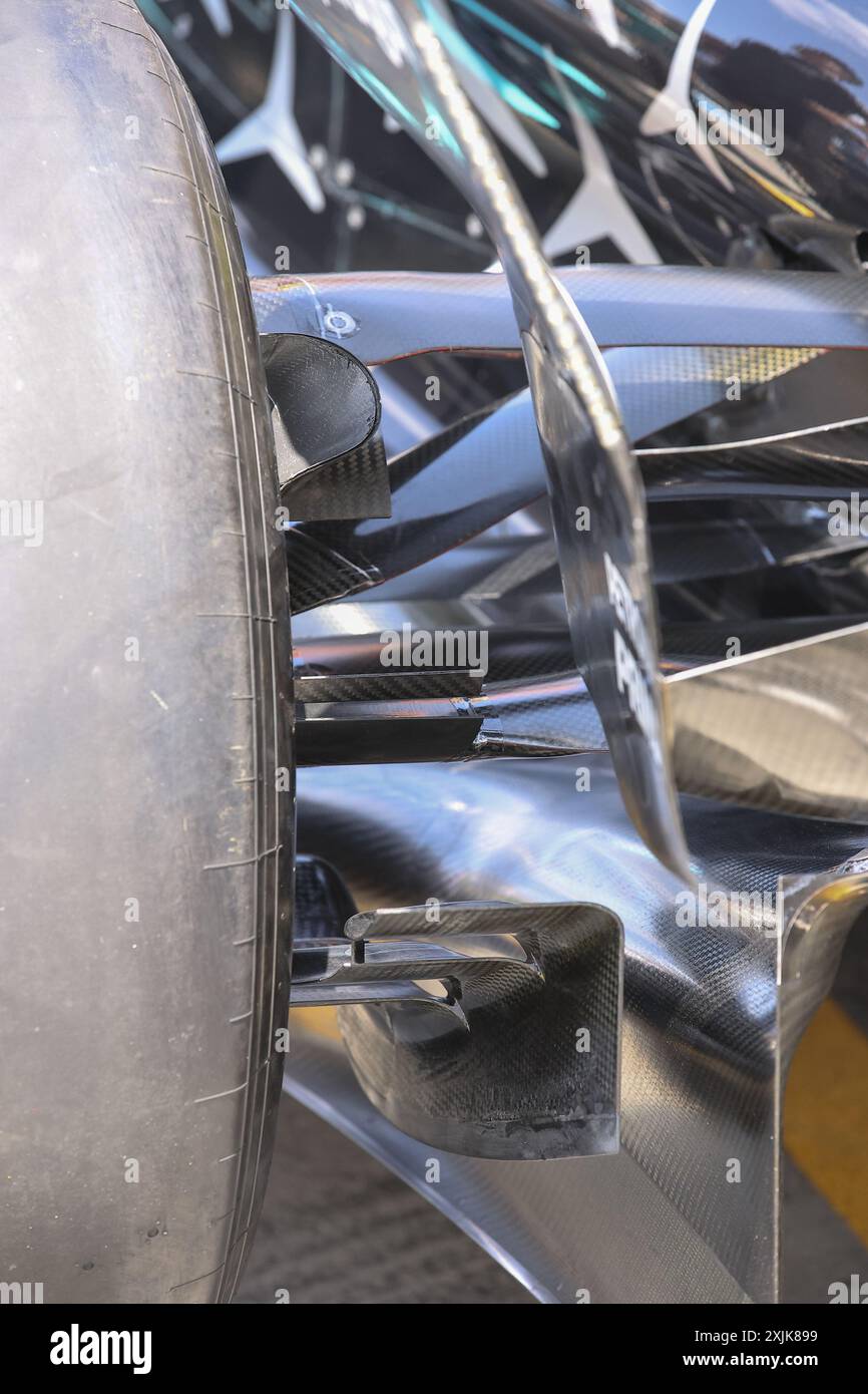 Mercedes AMG F1 Team W15, mechanical detail rear corner during the ...