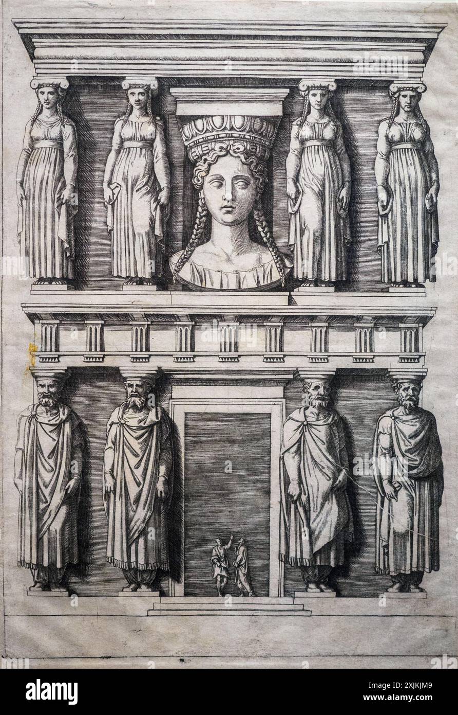 Architectural drawing detail caryatids hi-res stock photography and ...