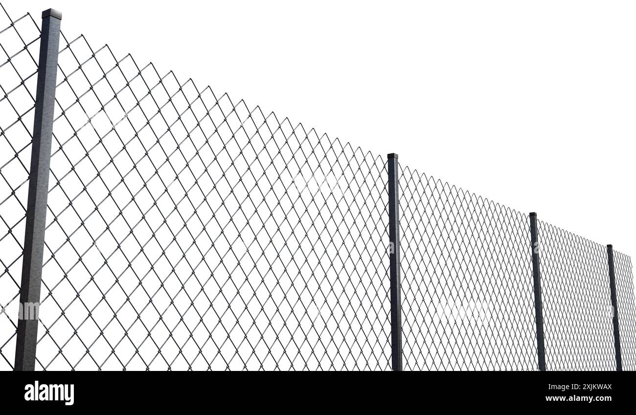 Mesh wire fence isolated on white background - 3d illustration Stock ...