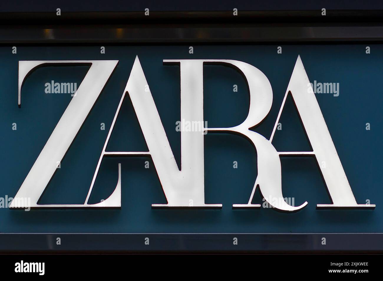 Zara the logo of a spanish fashion chain, Bavaria, Germany Stock Photo