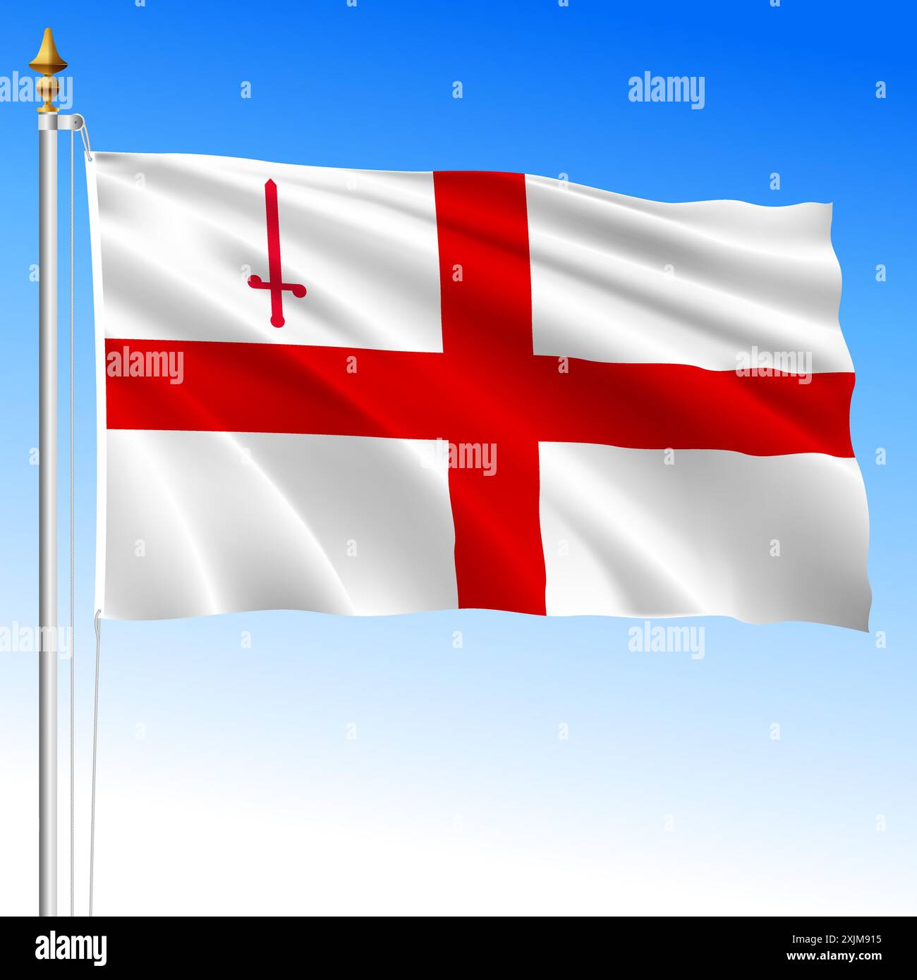 City of London waving flag, United Kingdom, Europe, vector illustration Stock Vector