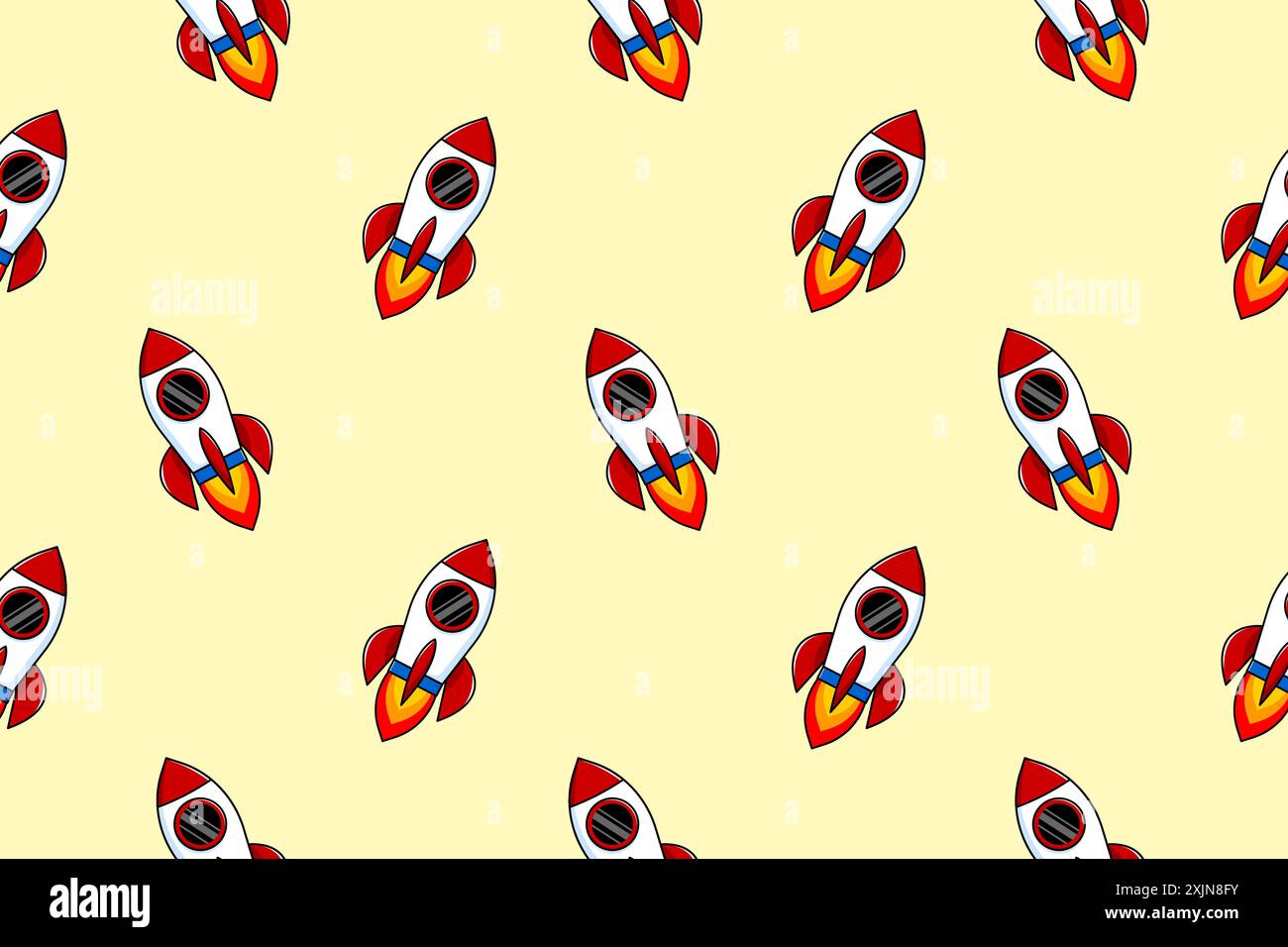 Cartoon rocket. Seamless vector pattern. Stock Vector
