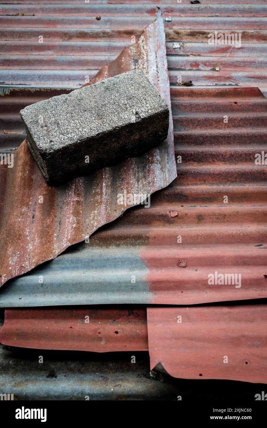 Roof of corrugated metal, Antigua, Guatemala Stock Photo
