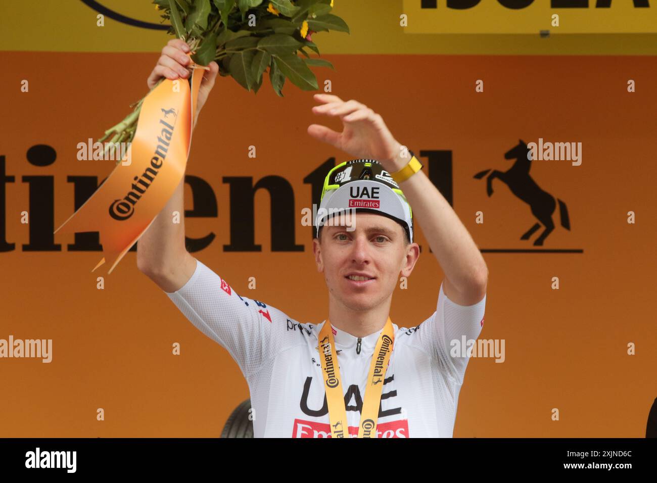 Tadej Pogacar Slovenia UAE Emirates stage winners award podium Tour de