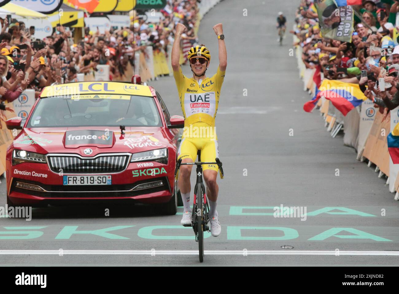 Yellow Win Tadej Pogacar Yellow Jersey 3rd Tour de France win 2024 Stock Photo - Alamy