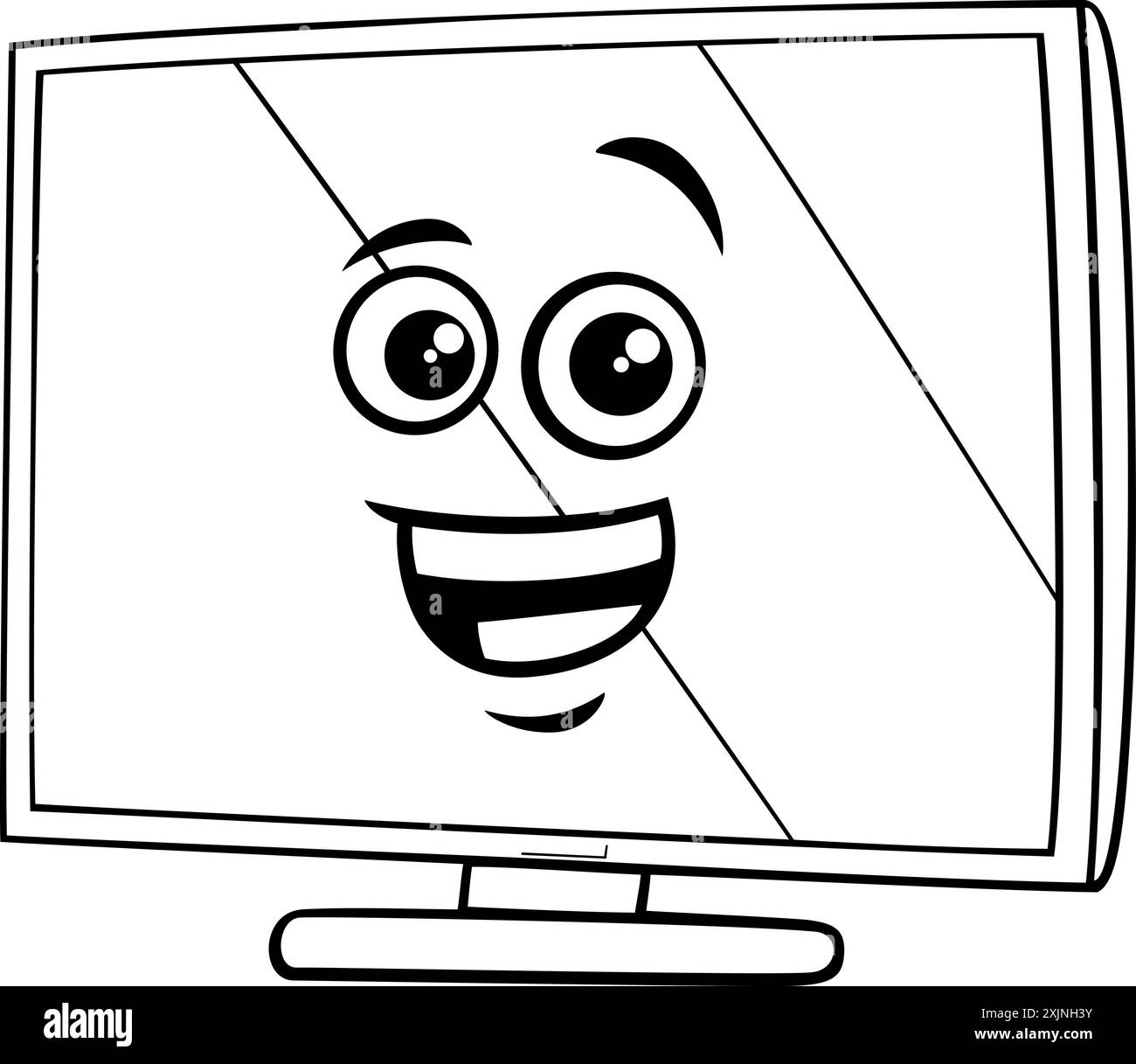 Cartoon illustration of funny tv set or computer monitor object clip