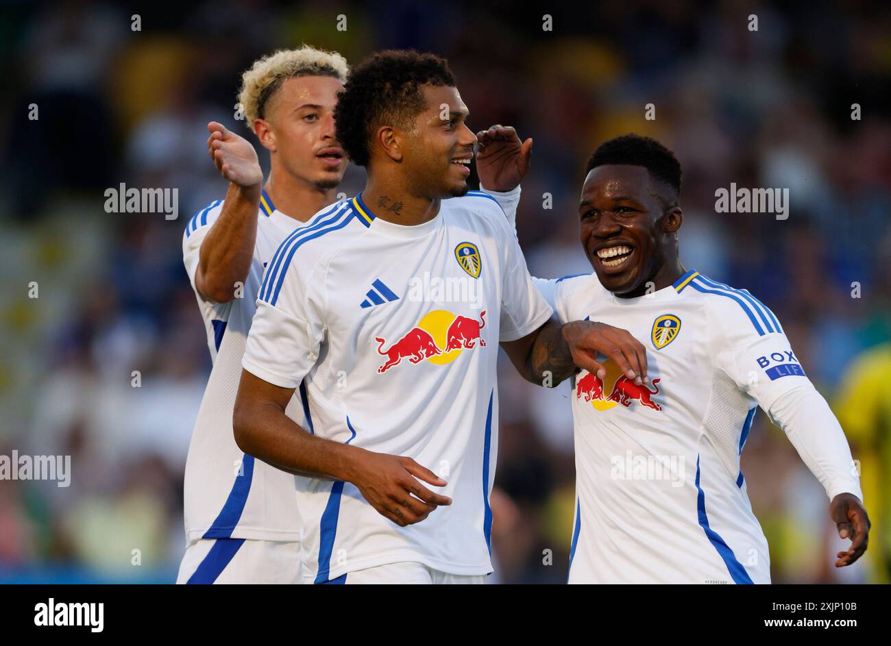 Leeds United's Georginio Rutter (centre) celebrates scoring their side ...