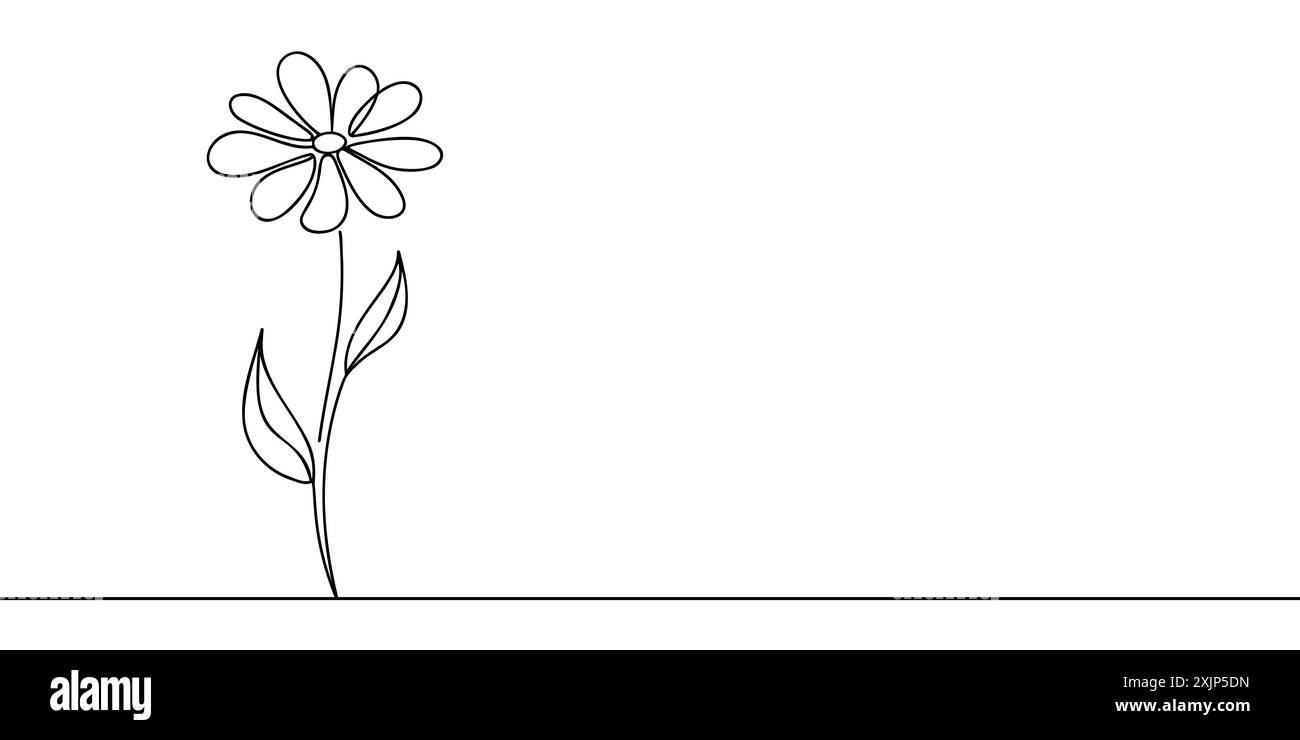 The flower is drawn as a continuous line. Vector illustration Stock ...