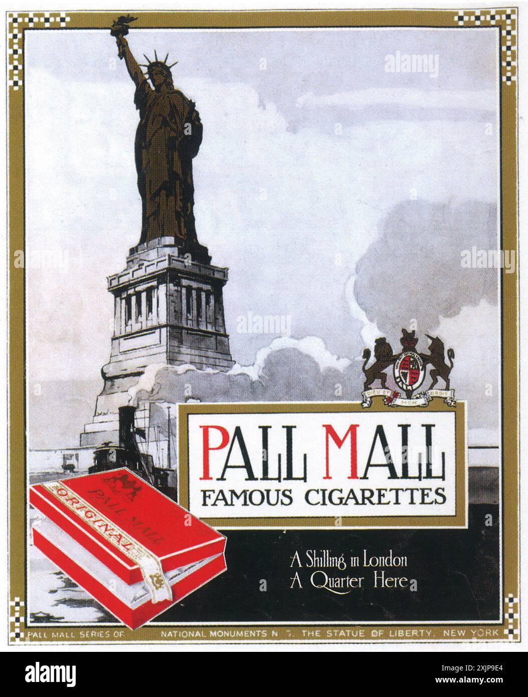 1914 Pall Mall cigarettes ad - Statue of Liberty Stock Photo