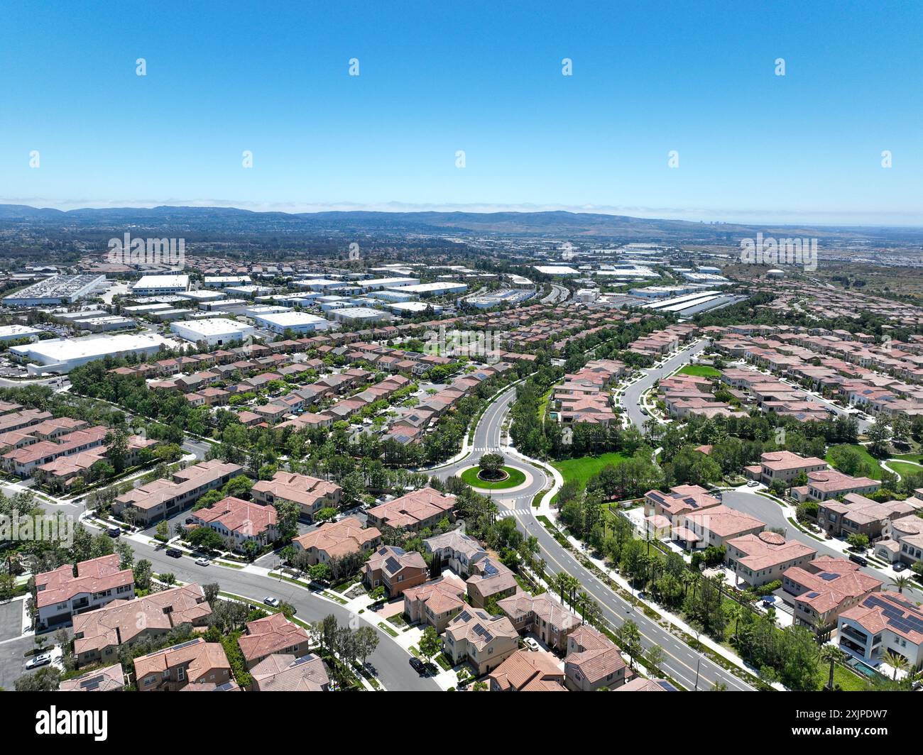 Aerial view of middle class community identical condominium houses ...