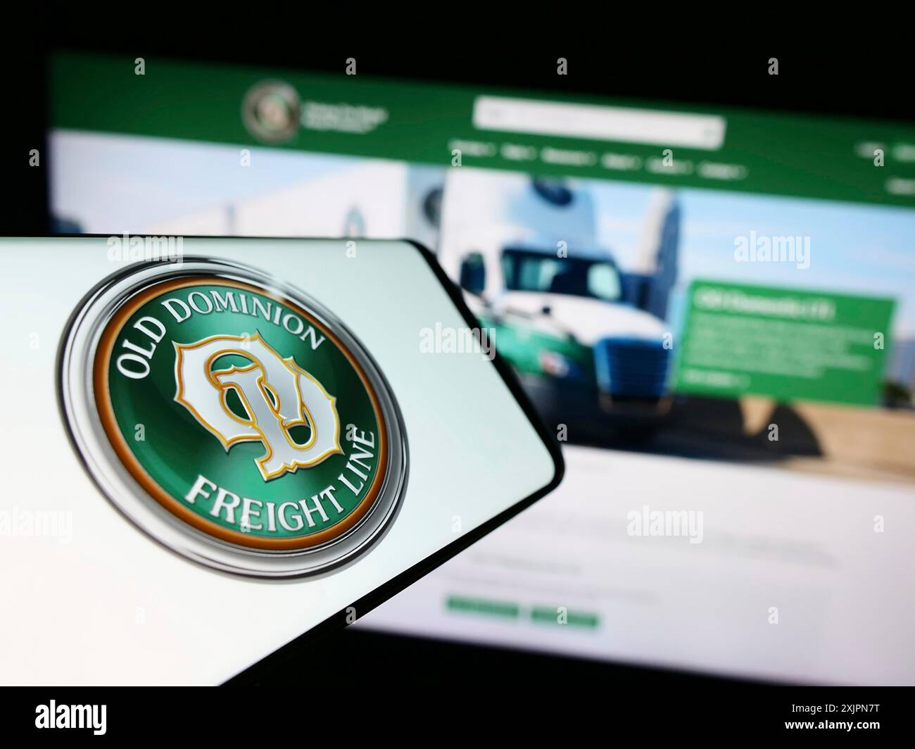 Stuttgart Germany    Cellphone With Logo Of American Company Old Dominion Freight Line Inc Odfl On Screen In Front Of Website Focus On 2XJPN7T