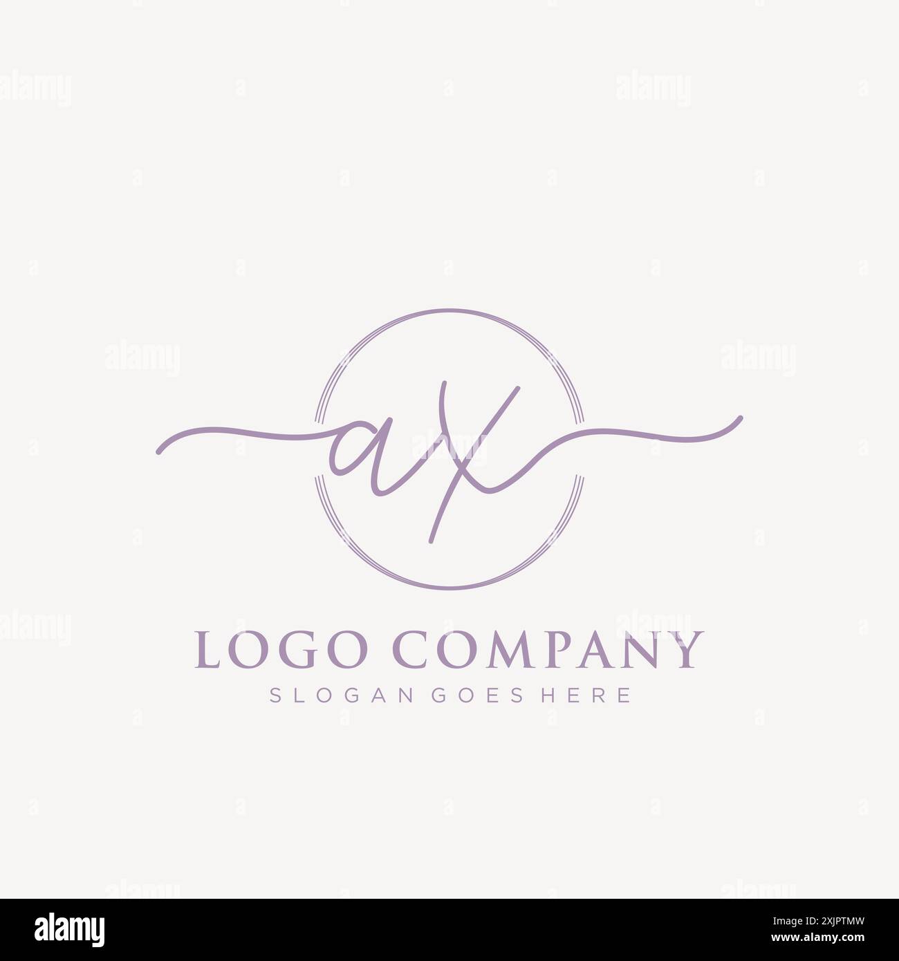 AX Initial handwriting with brush circle logo Stock Vector