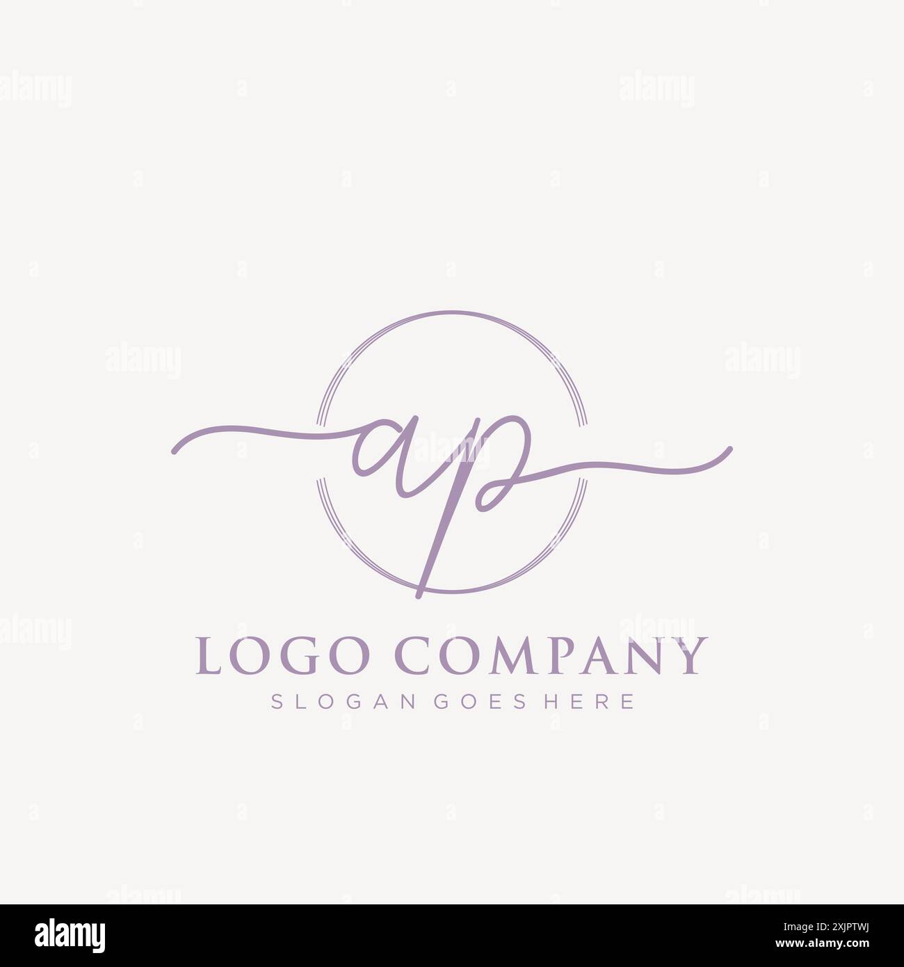 AP Initial handwriting with brush circle logo Stock Vector