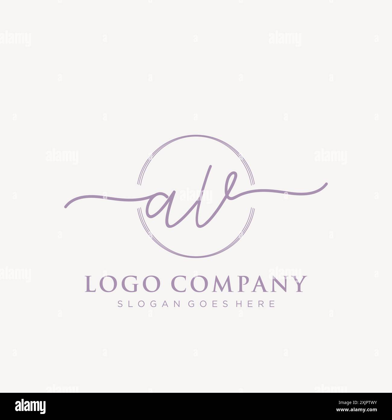 AV Initial handwriting with brush circle logo Stock Vector