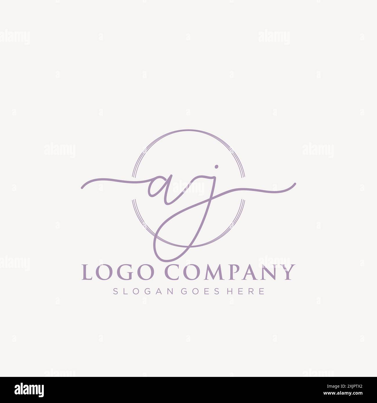 AJ Initial handwriting with brush circle logo Stock Vector