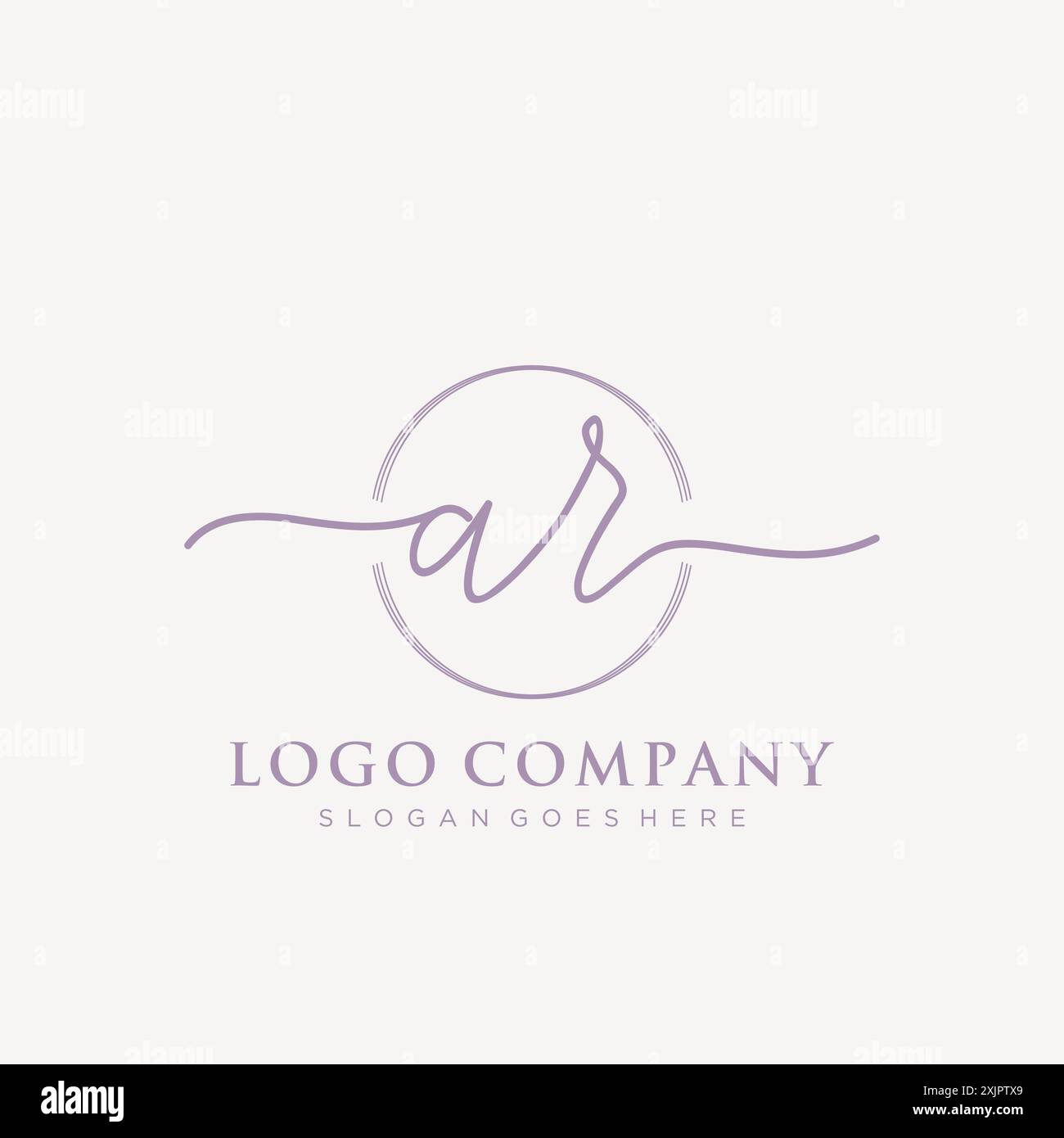 AR Initial handwriting with brush circle logo Stock Vector