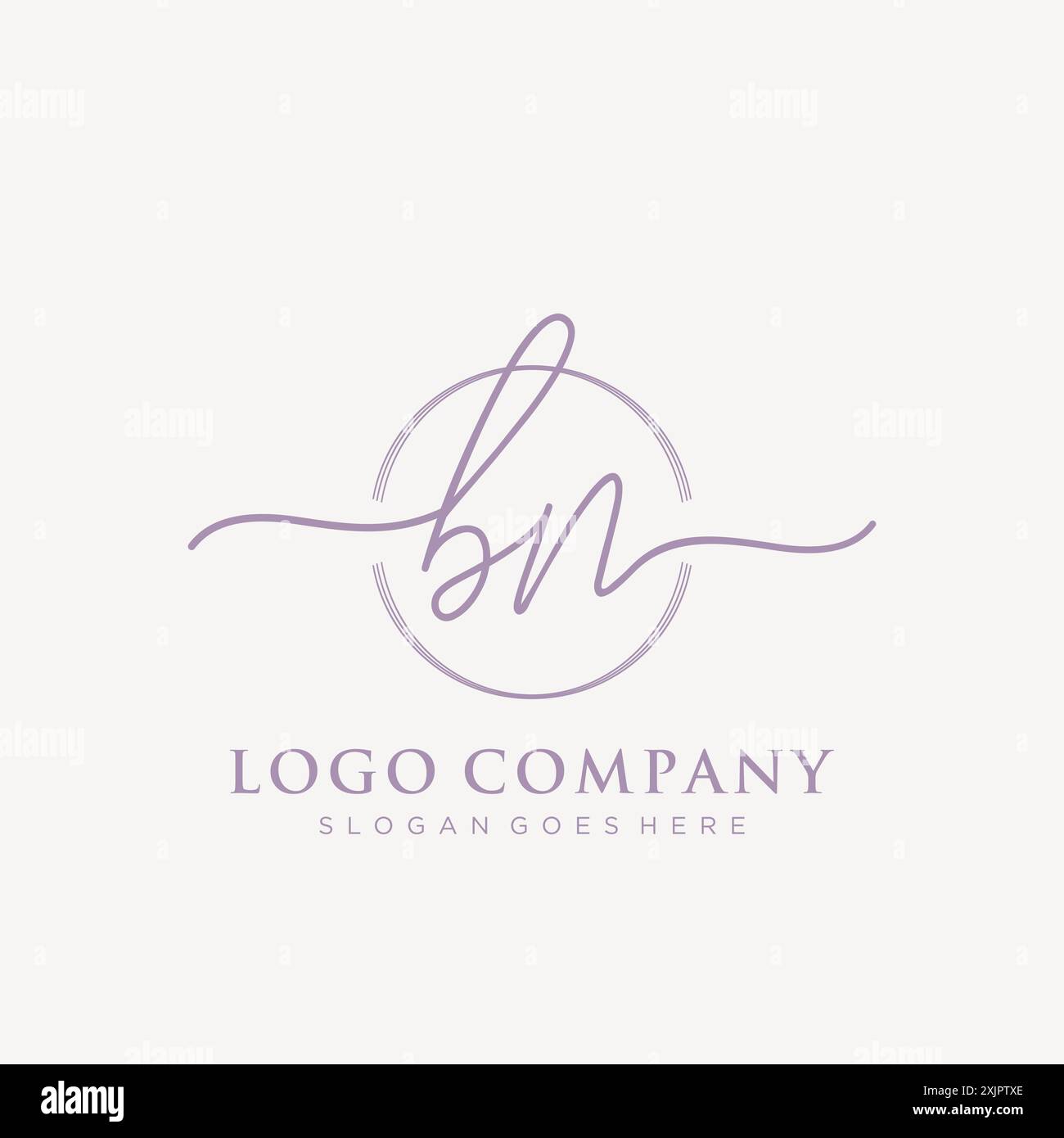 BN Initial handwriting with brush circle logo Stock Vector