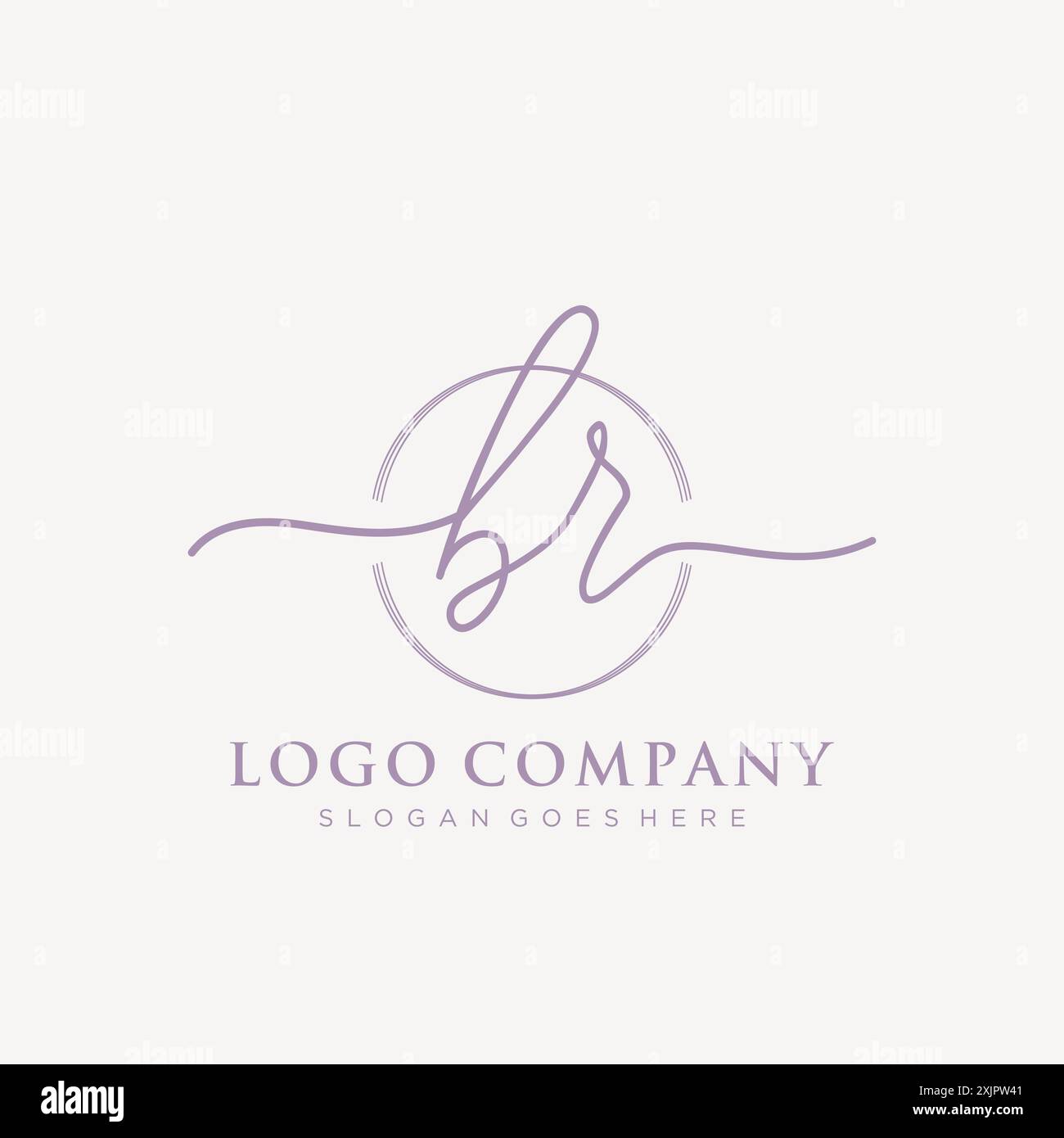 BR Initial handwriting with brush circle logo Stock Vector