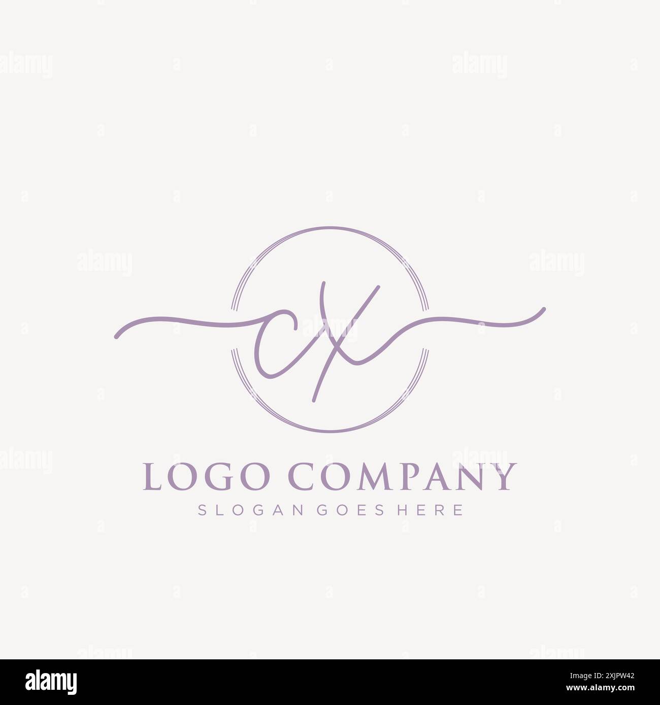 CX Initial handwriting with brush circle logo Stock Vector