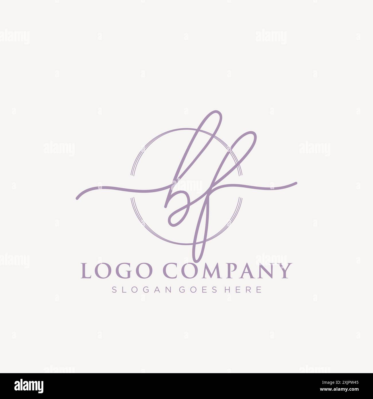 BF Initial handwriting with brush circle logo Stock Vector