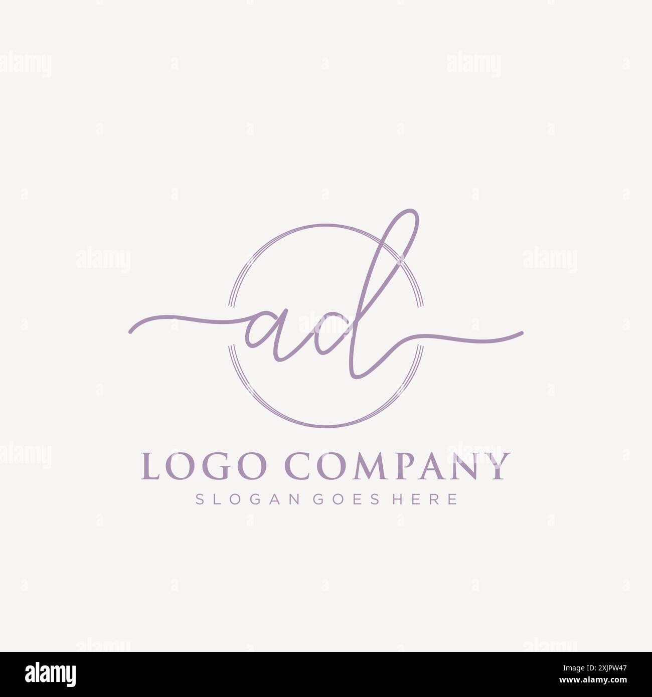 AD Initial handwriting with brush circle logo Stock Vector