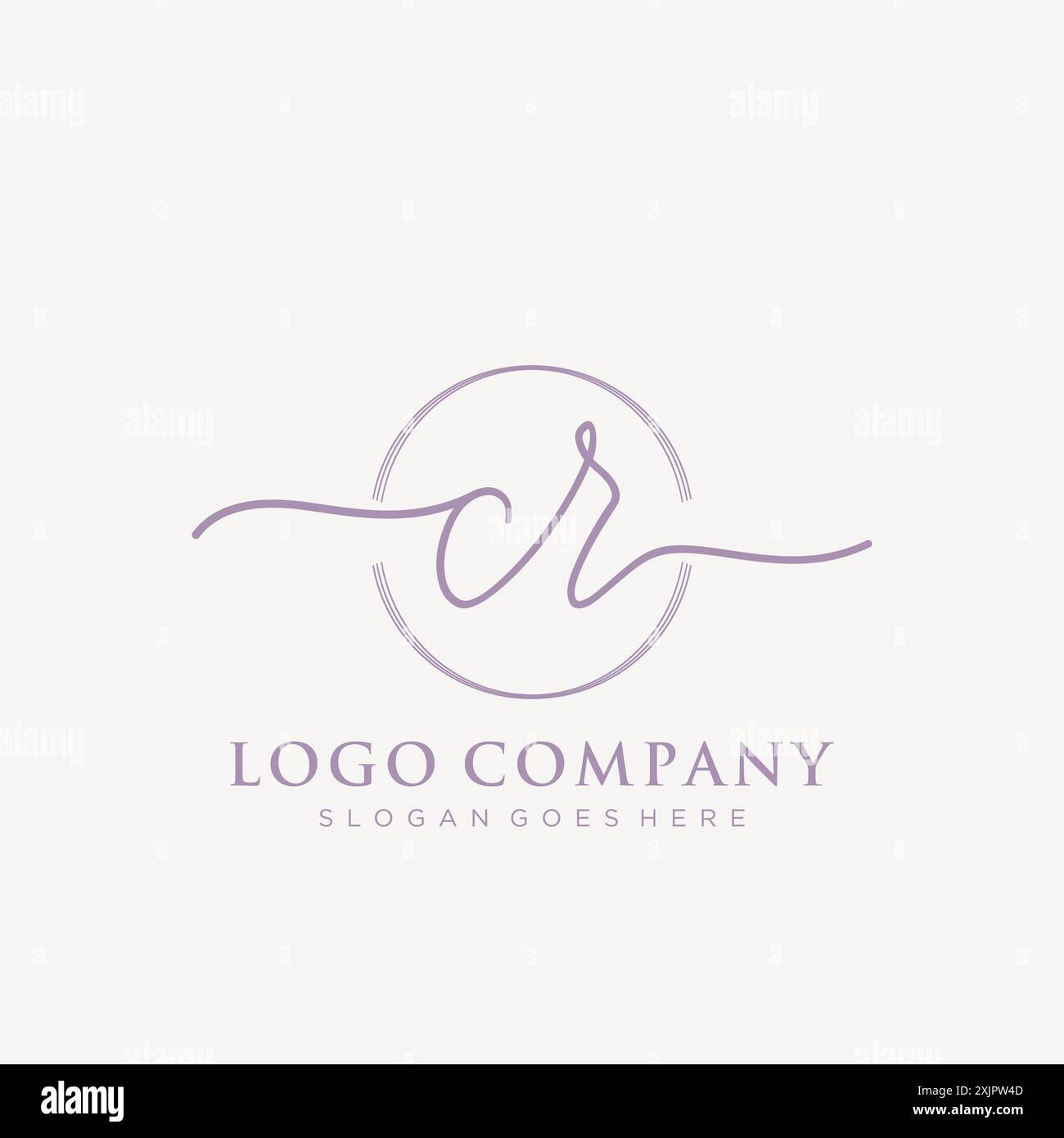 CR Initial handwriting with brush circle logo Stock Vector