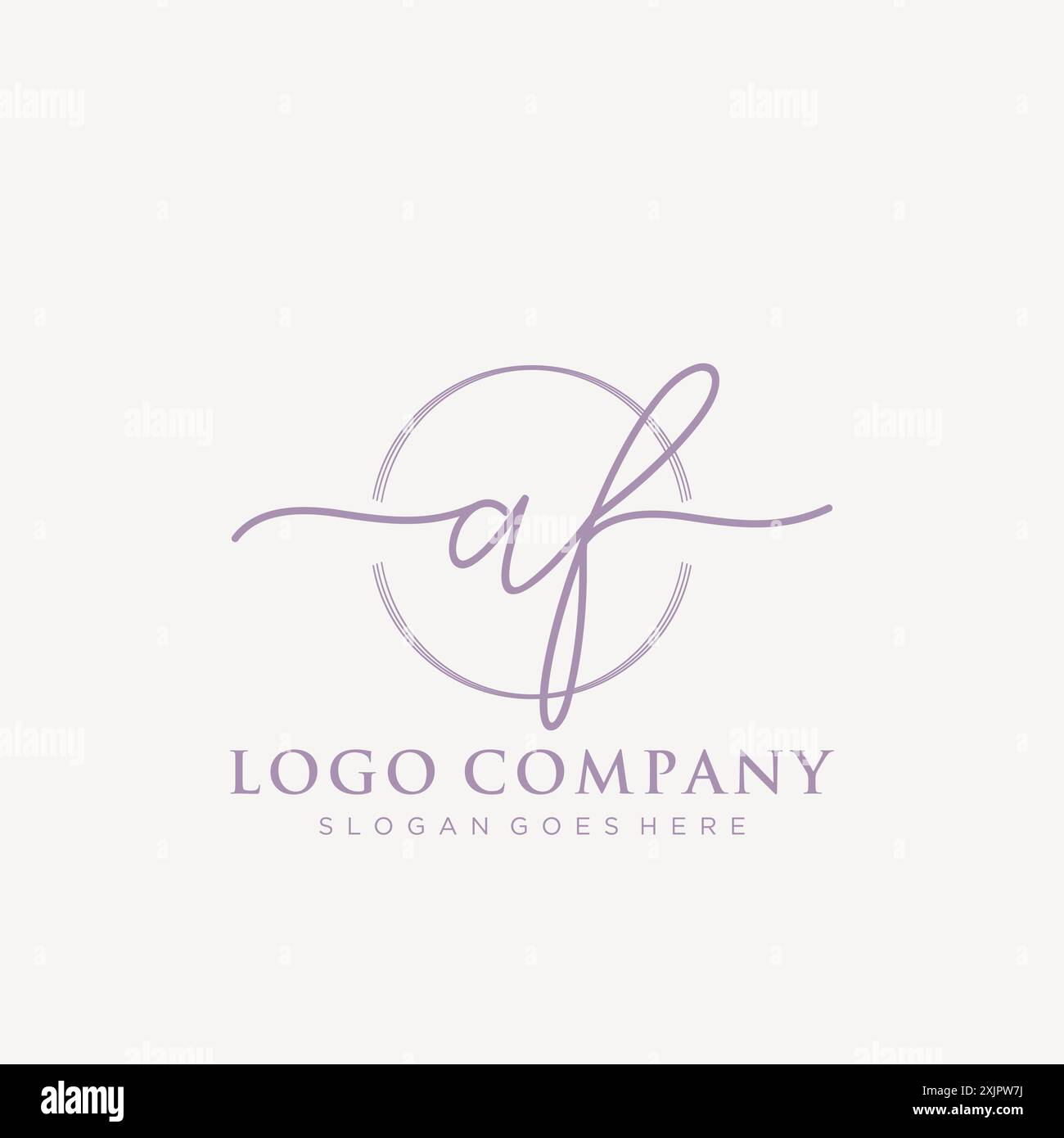 AF Initial handwriting with brush circle logo Stock Vector