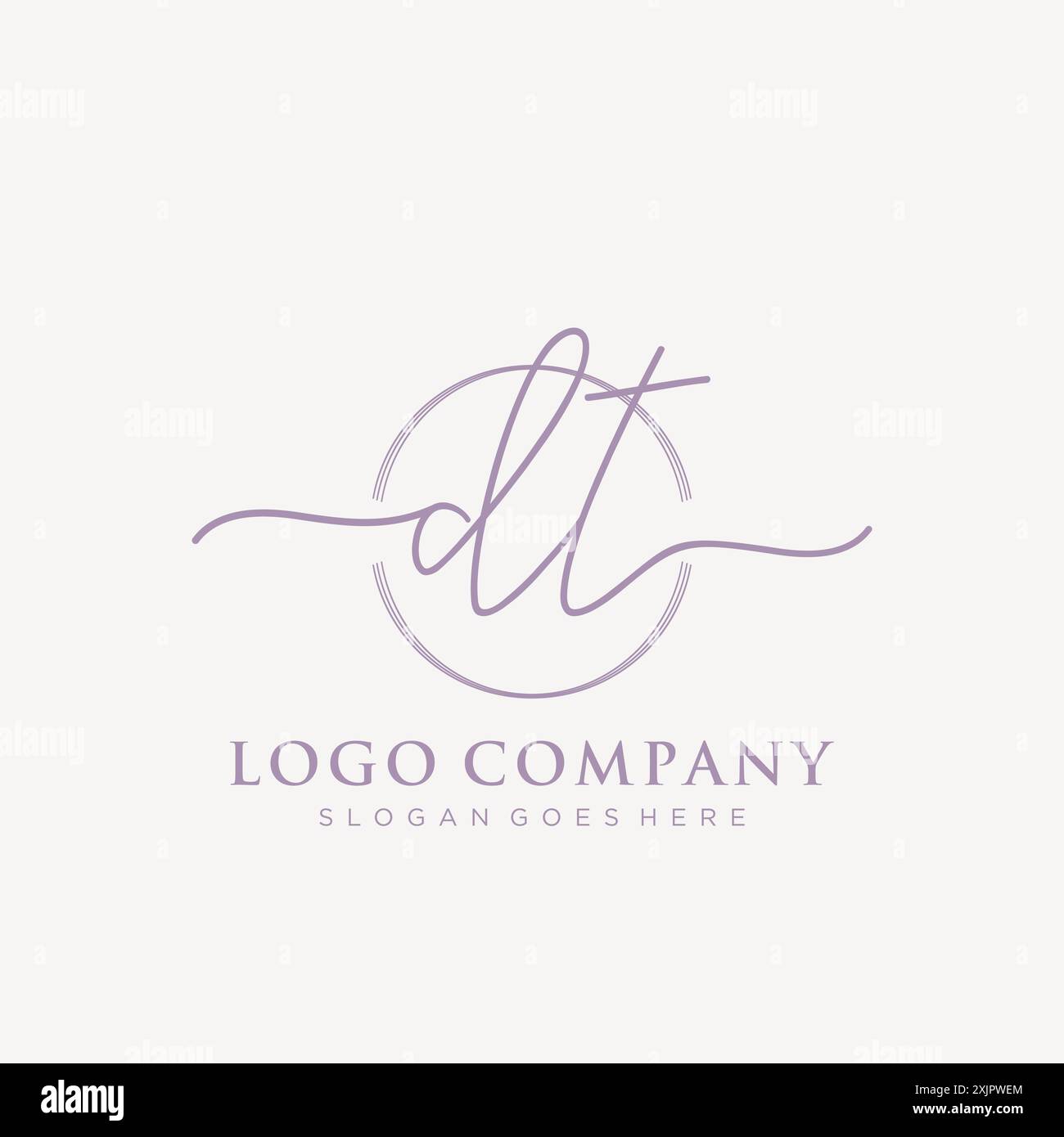DT Initial handwriting with brush circle logo Stock Vector